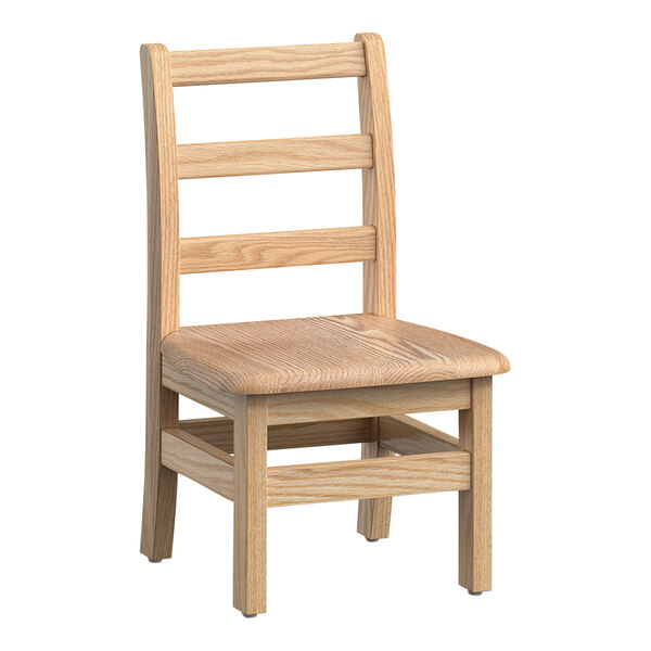 A white wooden Foundations Little Scholars kid's chair with a ladder back.