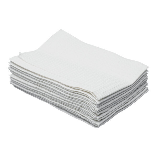 A case of white 2-ply waterproof baby changing table liners.