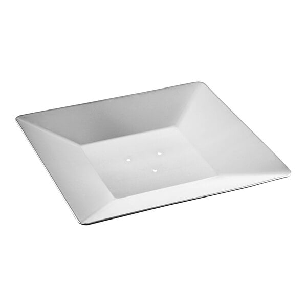 A square white heat reflector with a hole in the middle.