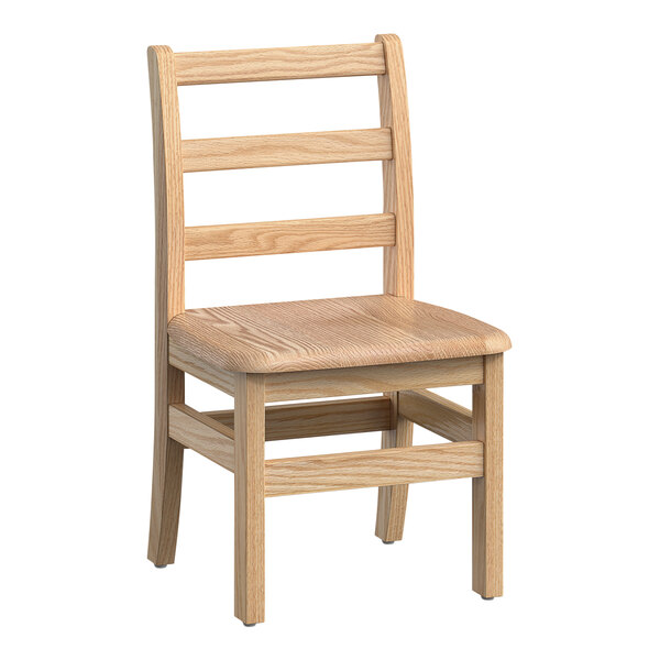 A white wooden Foundations Little Scholars kid's chair with a ladder back.