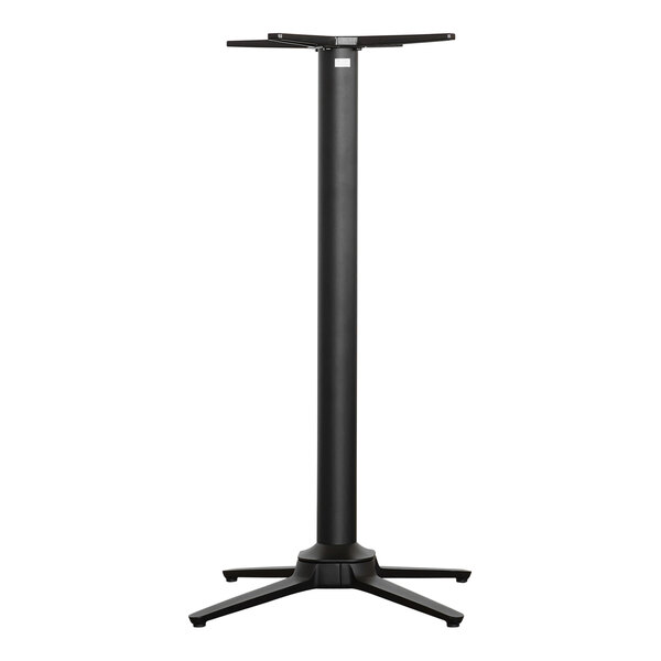 A NOROCK black powder-coated aluminum bar height table base.