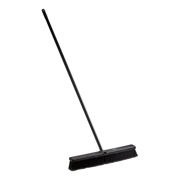 Lavex 24" Polypropylene Push Broom with Flagged Bristles and 60" Metal Handle