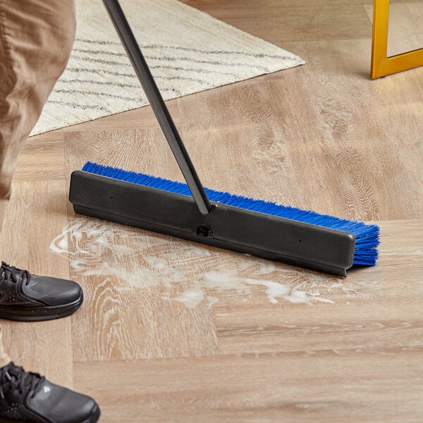 Lavex 24" Push Broom with Unflagged Bristles, Squeegee, and 60" Metal Handle