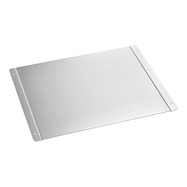 A white rectangular metal panel with two corners.