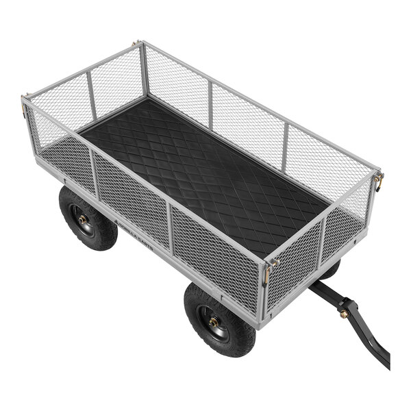 A Gorilla steel utility cart with wire mesh and black cover.