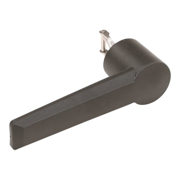 A black Moffat door handle with a metal latch.