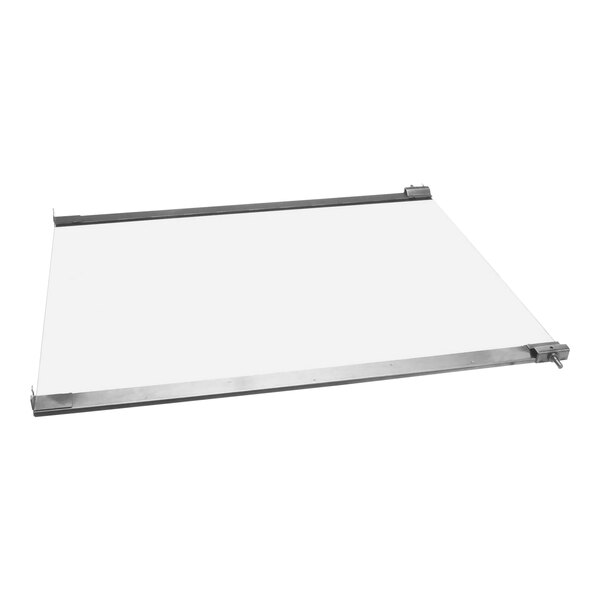 A white board with a metal border.