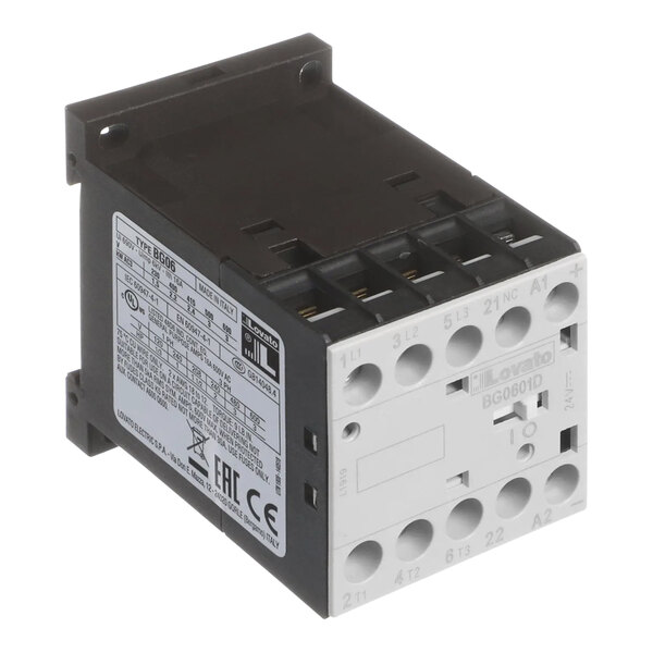 A black and white Moffat motor contactor.