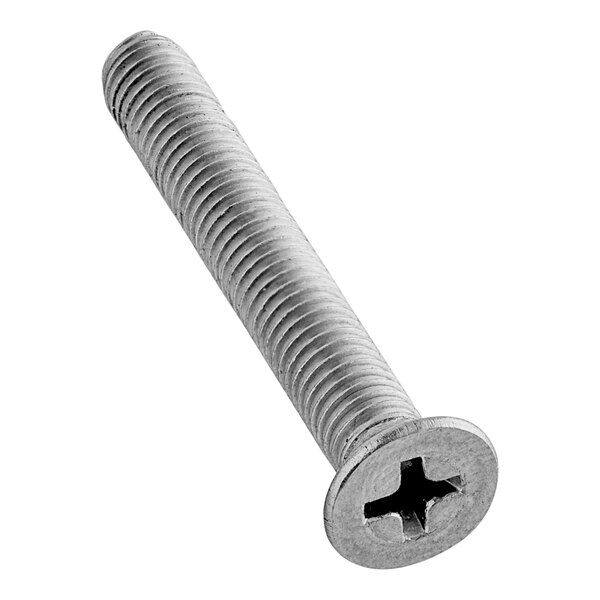 An Avantco countersunk screw with a flat head.