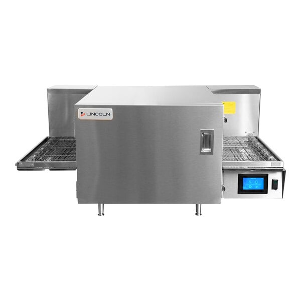 A Lincoln Aperion stainless steel conveyor oven with a digital display.