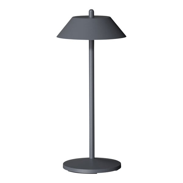 A Lampa Pirlo 11" gray table lamp with a black shade on top.