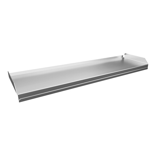 A Lincoln L2407 stainless steel shelf with a curved edge and a metal handle.