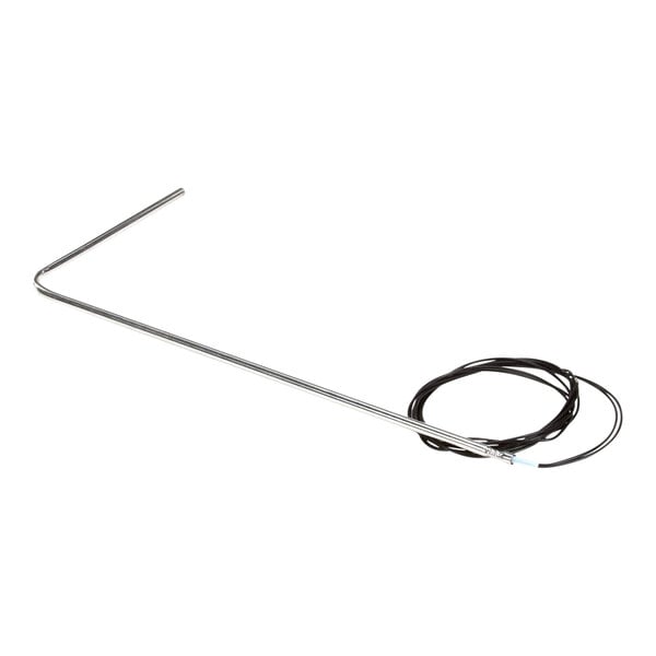 A metal rod with a thin wire tube attached to it.