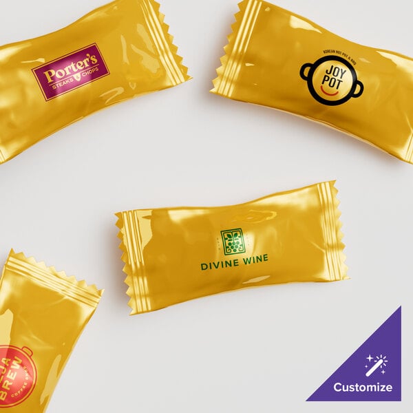 Gold foil wrapped Customizable Chocolate Buttermints.