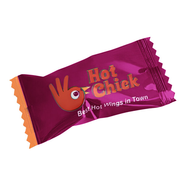 A case of customizable spearmint starlite candies with a burgundy wrapper.