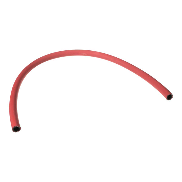 A red hose with a curved red tube.