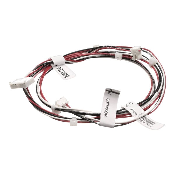 A close-up of a Hobart Pressure Sensor wire harness with red and white wires.