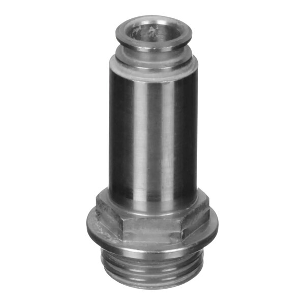 A stainless steel Hobart rinse shaft with a nut.