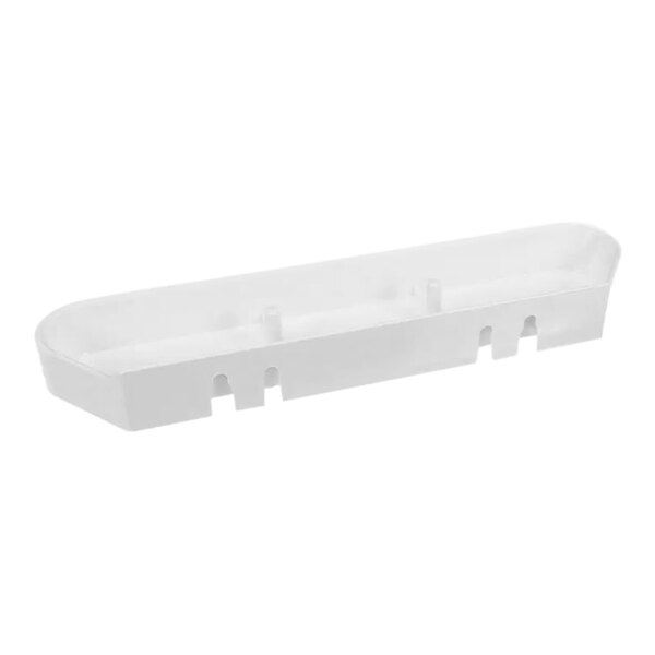 A white plastic Spaceman drip tray with two holes.