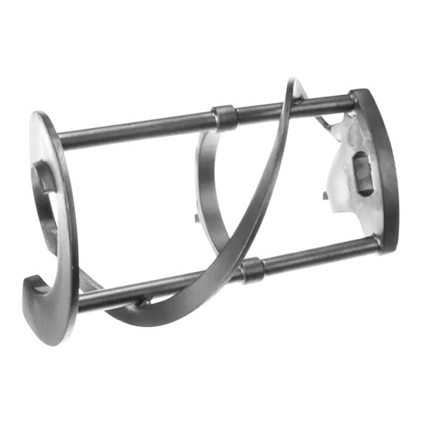 A metal Spaceman beater auger with curved design and white accents.