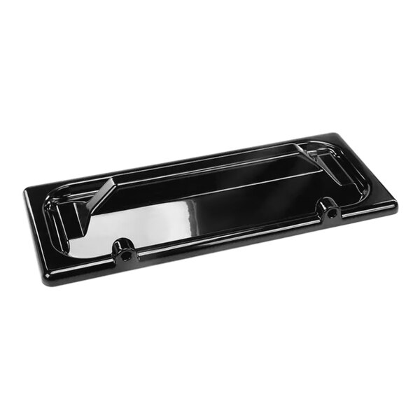 A black rectangular hopper lid with a handle.