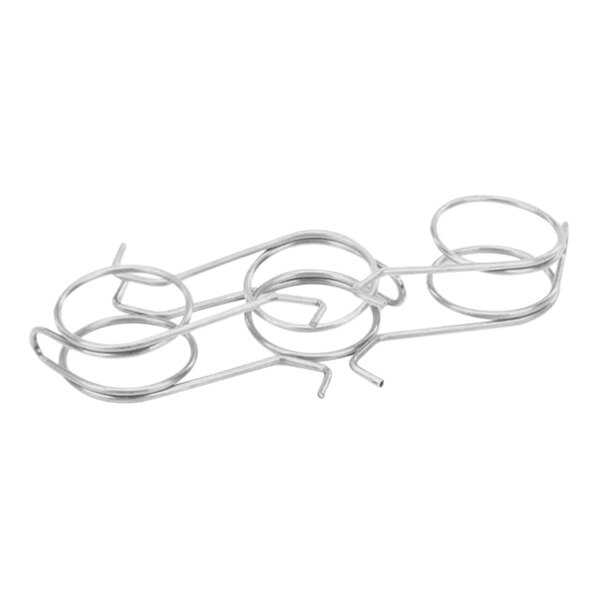 A stainless steel metal wire holder with four spirals.