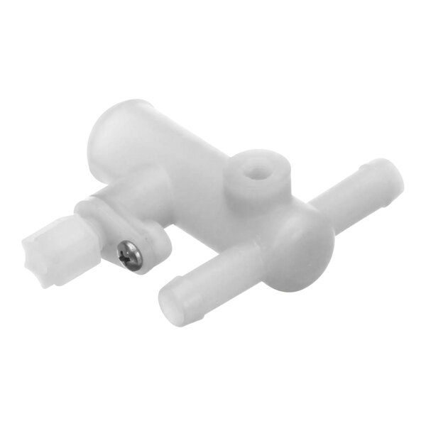 A white plastic pipe with a screw on a Hobart Rinse Manifold Assembly.