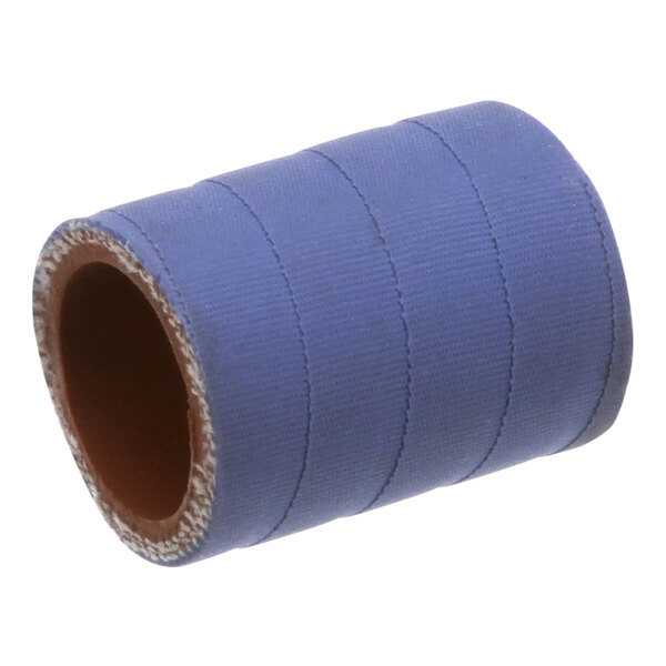 A blue silicone tube with a brown surface.