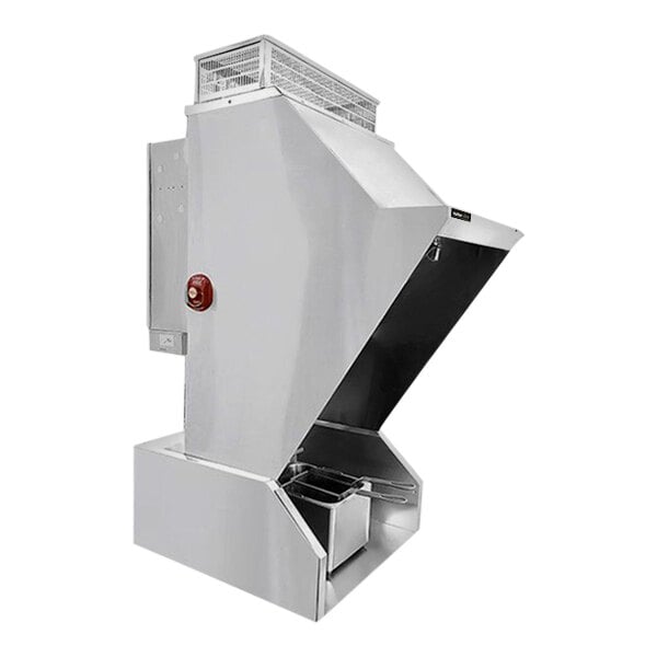 A stainless steel Halifax Ventless Countertop Hood System with a red button.