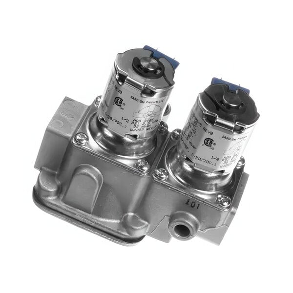 A natural gas valve for an Alto-Shaam convection oven with round metal parts.