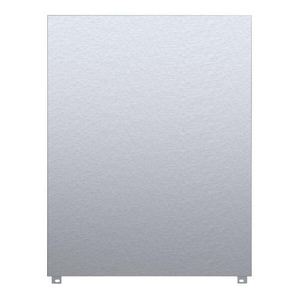 A silver metal back panel for a Jackson dishwasher on a white background.