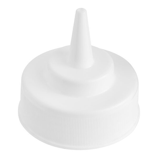 A white plastic Choice lid for a squeeze bottle.
