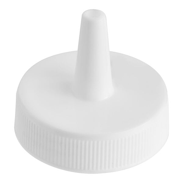 A white plastic cone lid with a pointy top.