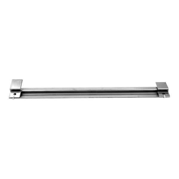 A stainless steel Jackson undercounter tie down bar with screws.