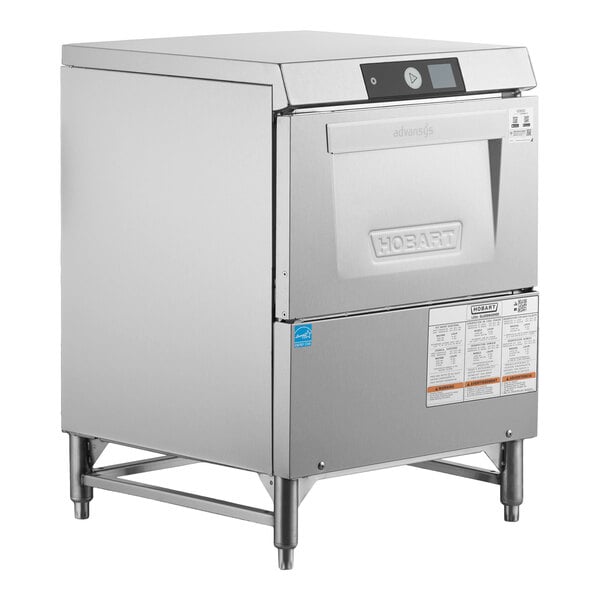 Hobart LXGNR-2 Advansys High Temperature Undercounter Glass Washer with Energy Recovery and 6" Leg Stand - 120/208-240V