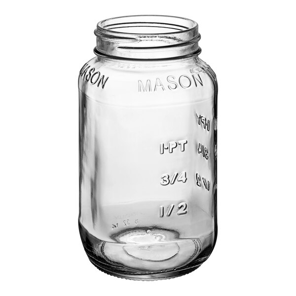 A clear glass square mason jar with a lid.