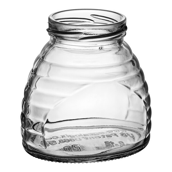A case of 12 clear glass Skep (hive) jars with lids.