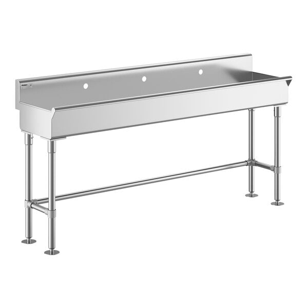 A stainless steel Regency hand sink with a metal frame.