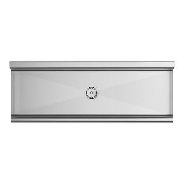 A close-up of a stainless steel Regency hand sink with a drain.