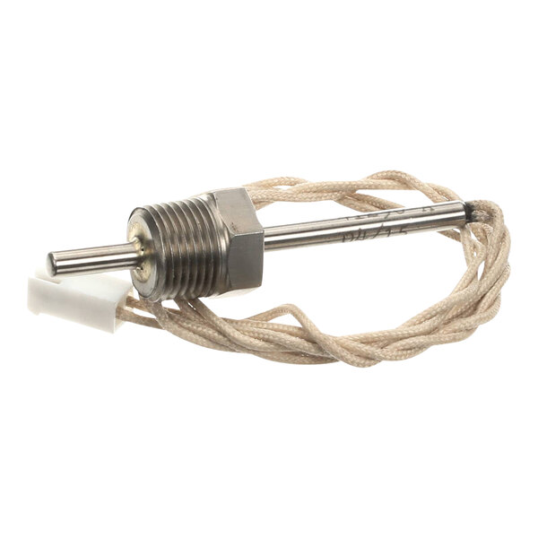 A white cord with a metal probe on the end.