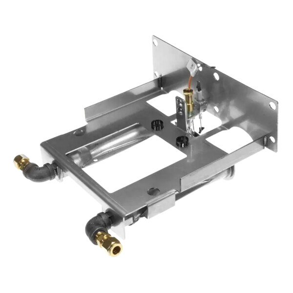 A metal frame with pipes and wires for a Henny Penny 60395-02 burner and pilot assembly.