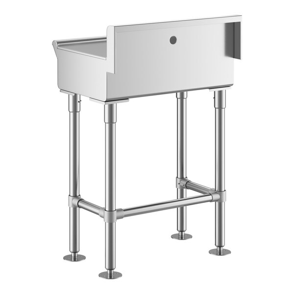 A stainless steel rectangular Regency hand sink with a metal frame.