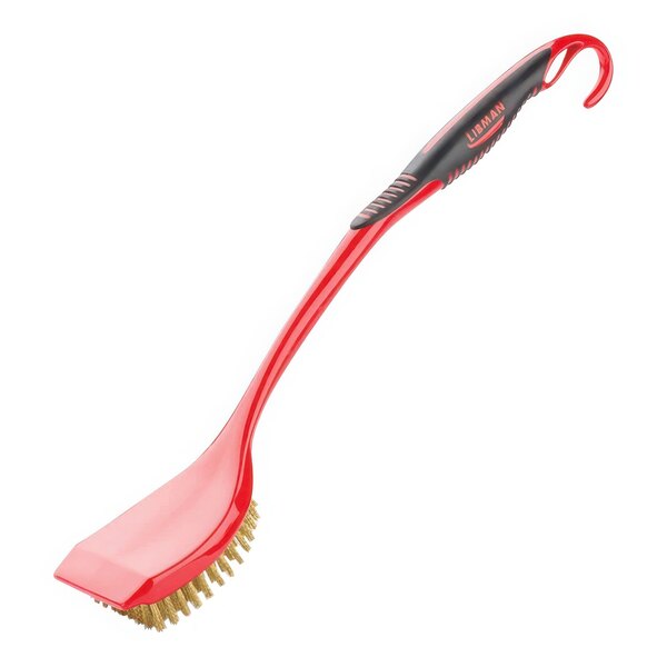 A red Libman BBQ brush with a black handle.