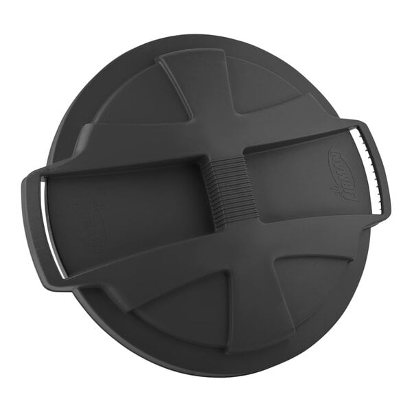 A black Libman plastic lid with a handle.