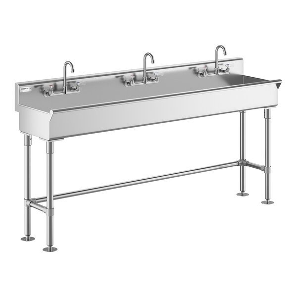 Regency 72" x 17 1/2" Hand Sink with (3) 8" Center Faucets