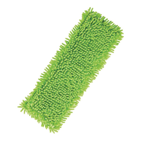 A green microfiber dust mop pad.