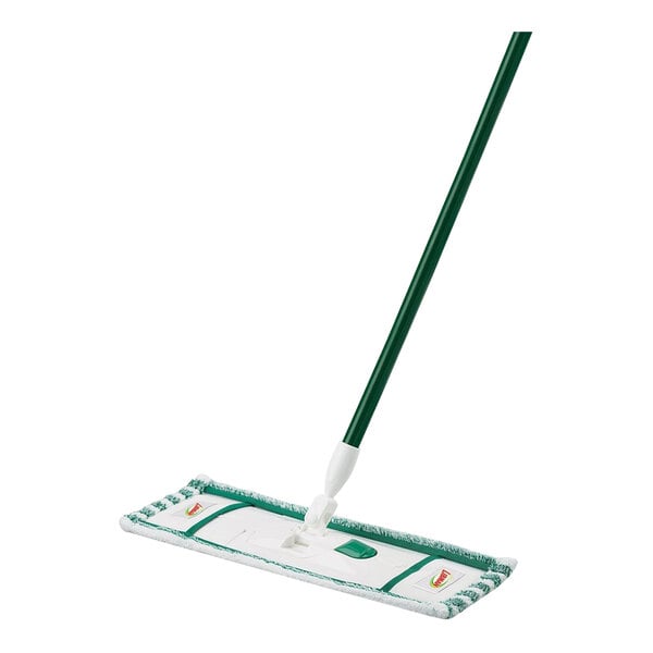 A Libman microfiber floor mop with a green handle.