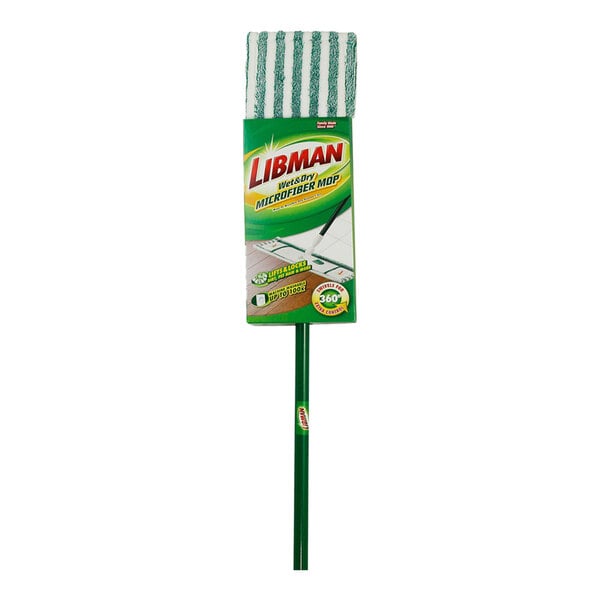 A product package of 6 Libman microfiber wet/dry floor mops with green handles.