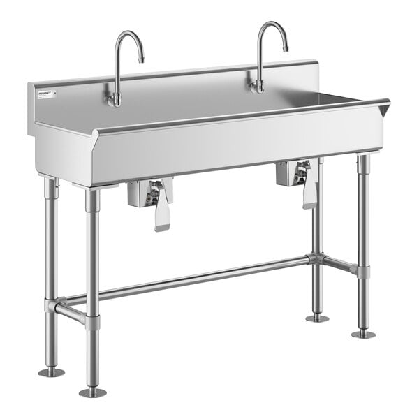 Regency 48" x 17 1/2" Hand Sink with 2 Knee-Operated Single-Inlet Faucets