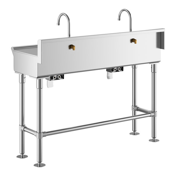 Regency 48" x 17 1/2" Hand Sink with 2 Knee-Operated Single-Inlet Faucets